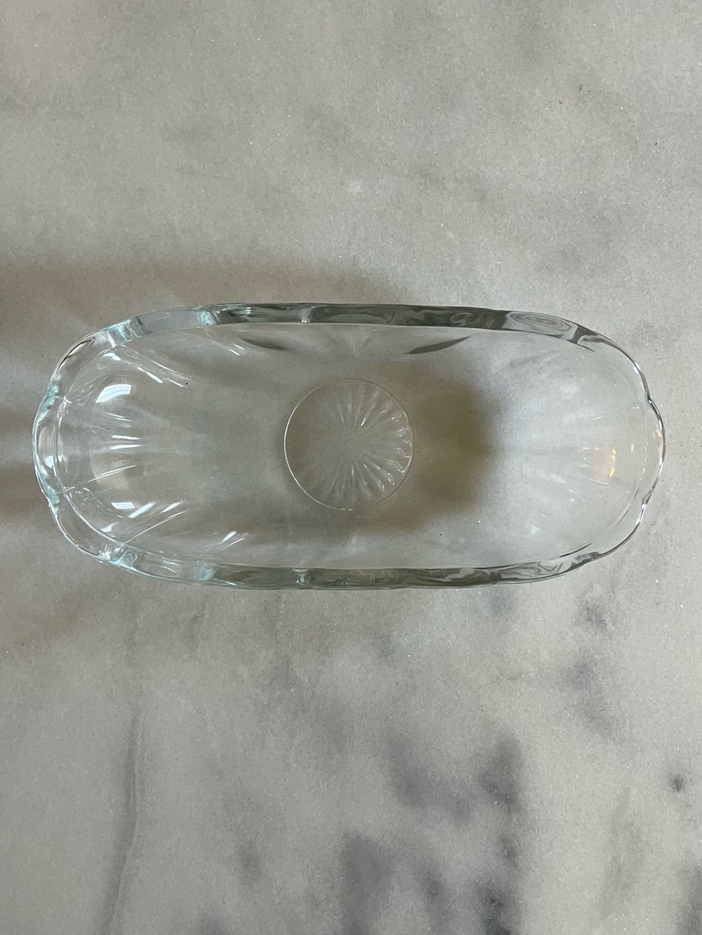 Vintage Federal Glass Clear Ribbed Banana Boat / Celery Dish